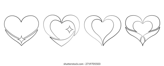 Conjunto de diseños de Vector de adorno de corazón.