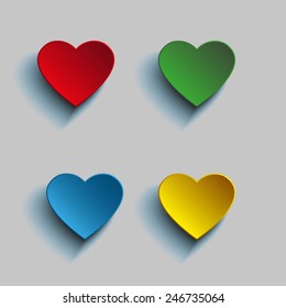 Set of Heart Paper Sticker Buttons