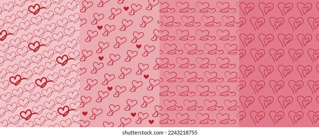 Set of Heart pattern. Heart decoration graphic wallpaper. Heart decoration pattern collection for Valentine, wedding and mother's day. Vector illustration. 