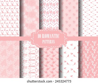 set of Heart patterns, for valentines day, Pattern Swatches, vector, Endless texture can be used for wallpaper, pattern fills, web page,background,surface