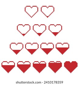 conjunto de estilos de píxeles del corazón, elemento