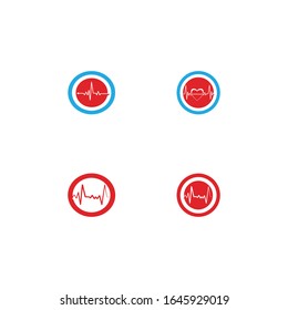 Set Heart pulse Logo Template vector symbol nature