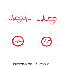 Set Heart pulse Logo Template vector symbol nature