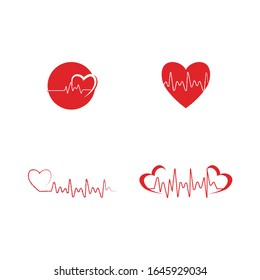 Set Heart pulse Logo Template vector symbol nature
