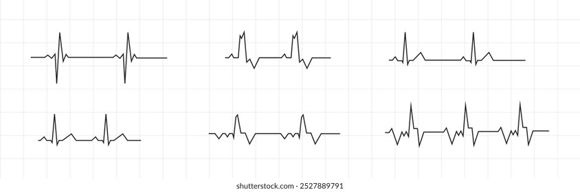 set of heart pulse monitor illutration design icon. vector