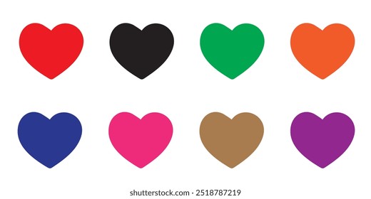 set of heart in red colour, heart icons, romance, or valentine's Day red hearts. heart vector icons. red heart love symbols isolated 100% editable vector