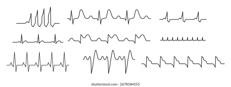 Set of heart rhythm vector illustration