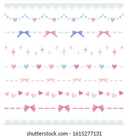 Set of heart and ribbon borders 