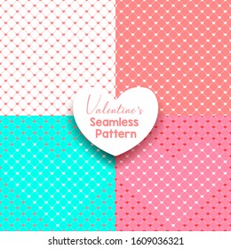 Set of heart seamless pattern background. Abstract and stylish decorative valentine day ornament. Vector illustration