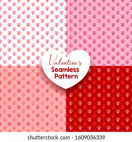 Set of heart seamless pattern background. Abstract and stylish decorative valentine day ornament. Vector illustration