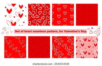 Conjunto de patrón de corazón sin fisuras, para el día de San Valentín.