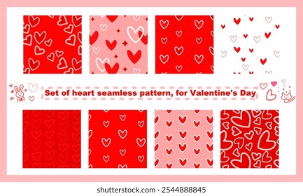 Conjunto de patrón de corazón sin fisuras, para el día de San Valentín.