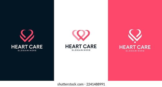 Set heart shape abstract logo design template graphic design illustration  icon  symbol  creative 