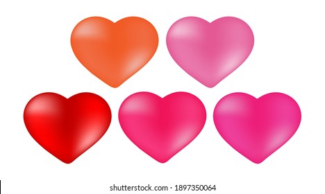 set of heart shape decoration 
