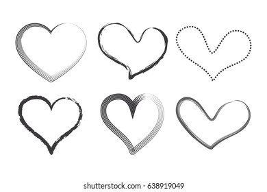 Set of Heart Shape Frame.Isolated Decorative Frame Vector Illustration.