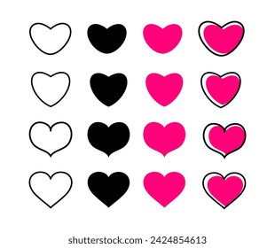 Set heart shape. Icon. Valentine's Day, medicine concept .Romantic design. Vector illustration outline.