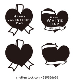 Set of heart shape with a ribbon, Valentine day and  White day vector illustration