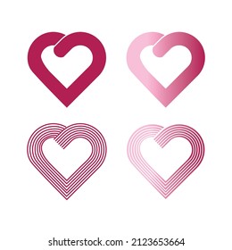 Set of heart shape vector logos
