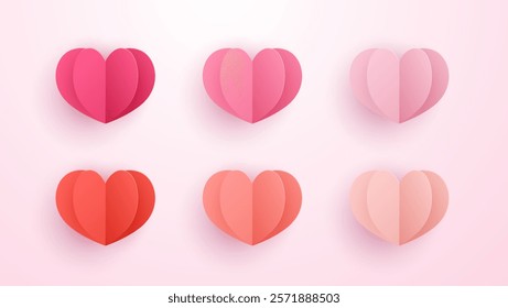 Set of heart shaped balloons in pink, red, and white, perfect for Valentine's or Mother's Day greeting card designs.