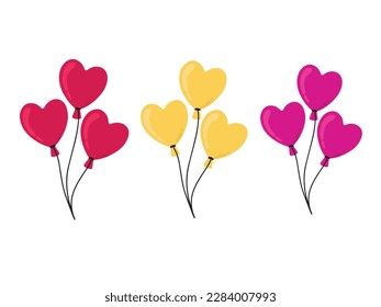 Globos en forma de corazón. Bolas vectoriales en forma de corazón. Corazón de globos de colores. Aislado.