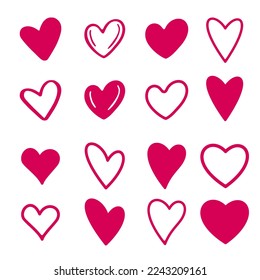 Set of heart signs. Cartoon. Vector illustration