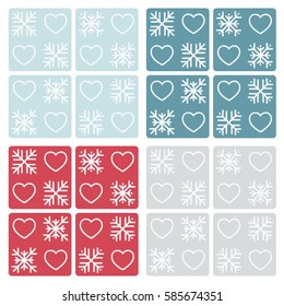 Set of heart and snowflake signs