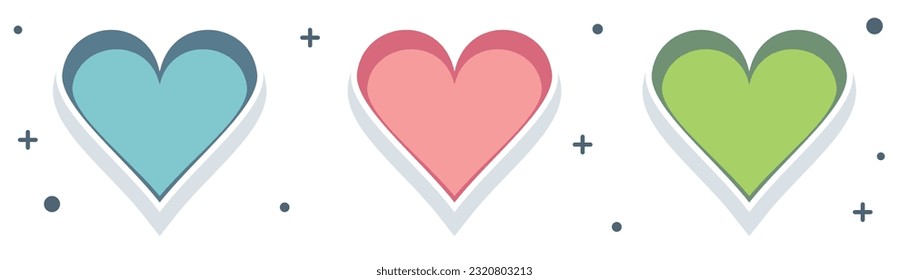 
set of heart and star shape background with white isolated