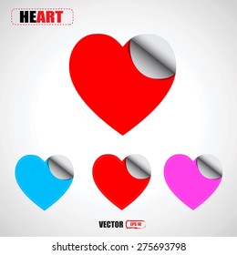 set of heart sticker vector 