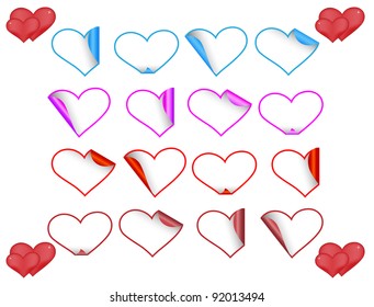 Set of heart stickers