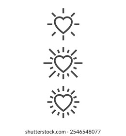 Conjunto De Corazón Con Diseño De Vector Sunburst.