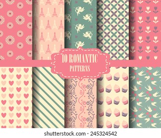 set of Heart and sweet pink pattern, for valentines day, Pattern Swatches, vector, Endless texture can be used for wallpaper, pattern fills, web page,background,surface