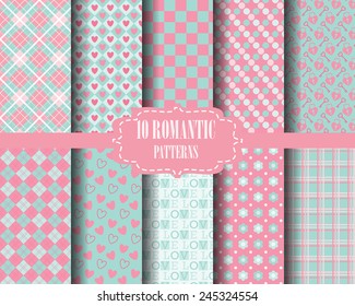 set of Heart and sweet pink pattern, for valentines day, Pattern Swatches, vector, Endless texture can be used for wallpaper, pattern fills, web page,background,surface
