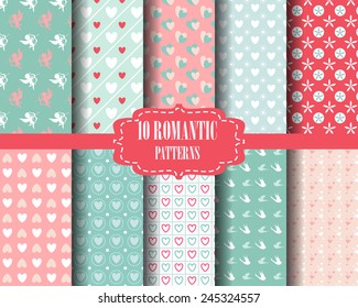 set of Heart and sweet pink pattern, for valentine's day, Pattern Swatches, vector, Endless texture can be used for wallpaper, pattern fills, web page,background,surface