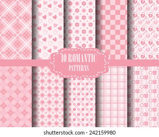 set of Heart and sweet pink seamless  pattern, for valentines day, Pattern Swatches, vector, Endless texture can be used for wallpaper, pattern fills, web page,background,surface