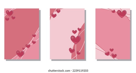 Set of Heart symbol frames. Valentine's day, Mother's day and Wedding day decoration template collection. Vector illustration.