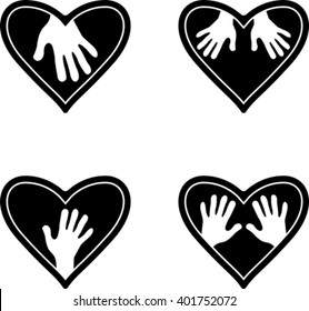 Set Heart Symbols Childrens Hands Stock Vector (Royalty Free) 401752072 ...