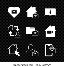 Set Heart with text work, Online working, Video chat conference, Freelancer,  and  icon. Vector