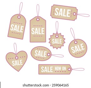 A set of heart themed price tags 