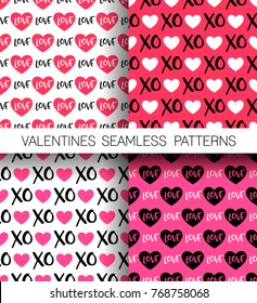 Set of heart and typography design seamless pattern for valentine’s day
