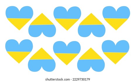 set heart with Ukraine country flag