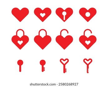 set of heart valentine key symbol design vector illustration on transparent background - Powered by Shutterstock - Get 15% off with code: PIKWIZARD15
