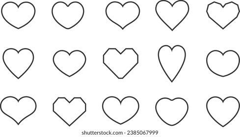 Set heart vector icon. Hearts shape different design collection.