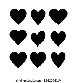Set of heart vector icon. Vector illustration. Isolated on white background.