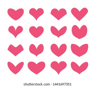 Set of heart vector icons on a white background.Flat heart symbol.pink love emblem.Graphic design in the concept of love.Vector love symbol for Valentine's Day.Vector illustration.
