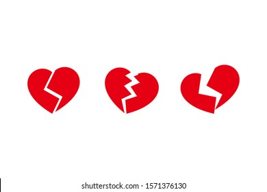 Set of Heart vector icons on white background. broken heart symbol isolated
