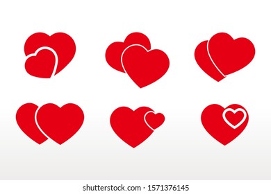 Set of Heart vector icons on white background. love symbol isolated