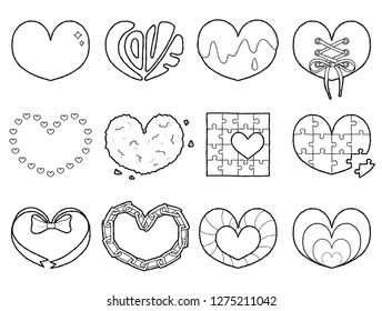 Set of Heart Vector Illustration Hand Drawn Cartoon Art