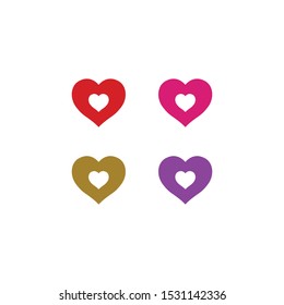 Set of heart vector logo icon design template. Love symbol, medical, healthy, wedding, valentines day.