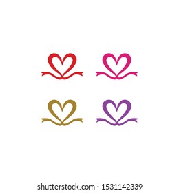 Set of heart vector logo icon design template. Love symbol, medical, healthy, wedding, valentines day.