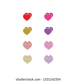 Set of heart vector logo icon design template. Love symbol, medical, healthy, wedding, valentines day.